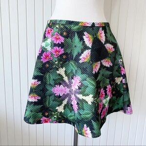 NWT Ted Baker Circle Skater Skirt Pink Purple Green Floral Size 3 (US Size 8)